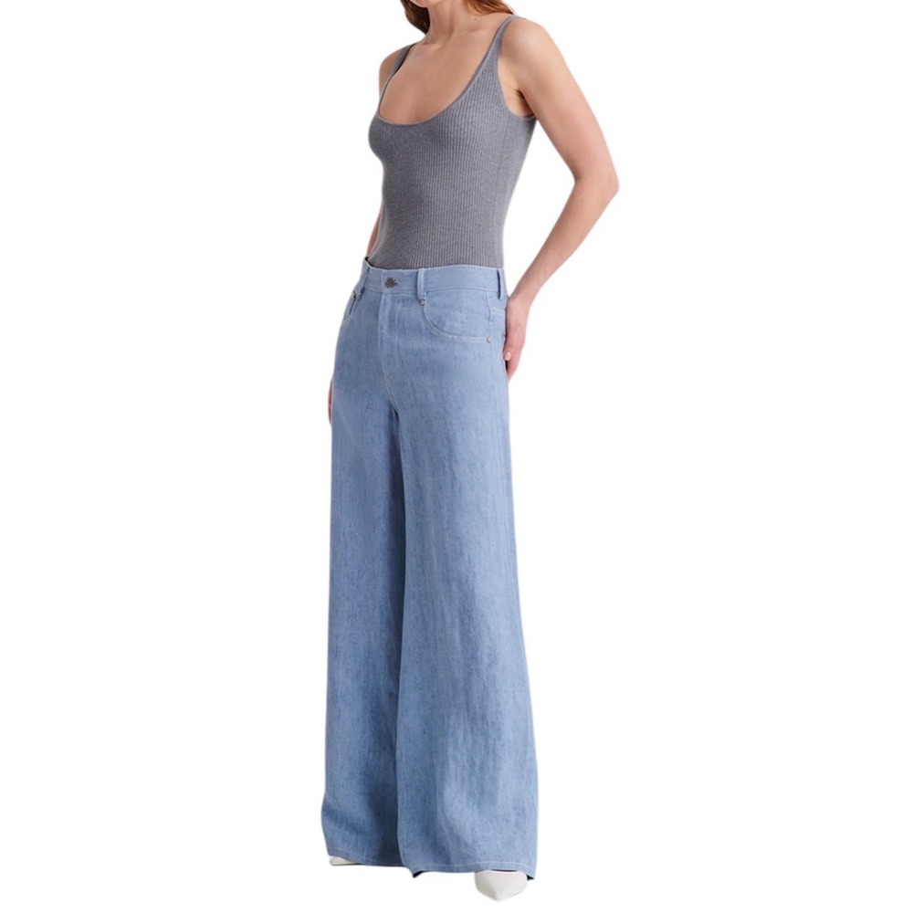 TWP Women Sz 2 Tiny Dance Wide Leg Cotton/HempHigh Rise Pants Jeans Made in USA